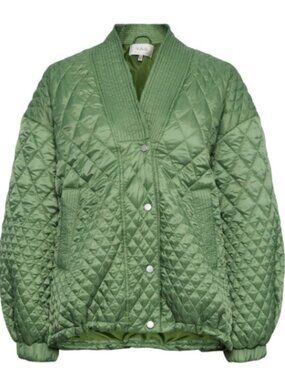 Y.A.S Yasloda Quilted Jacket in Loden Frost Green Size L